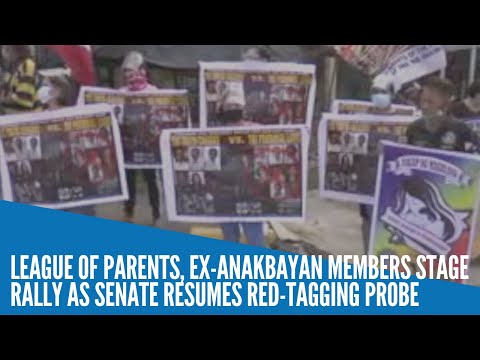 League of Parents, ex-Anakbayan members stage rally as Senate resumes red-tagging probe
