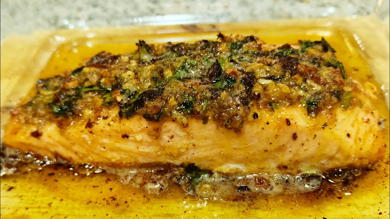 ПРОСТОЙ РЕЦЕПТ ЗАПЕЧЕННОГО ЧЕСНКА И ЛОСОСЯ В МАСЛЕ