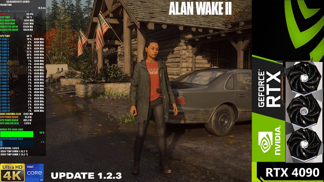 Alan Wake II Update 1.2.3, Path Tracing DLSS Quality + FG 4K | RTX 4090 ...