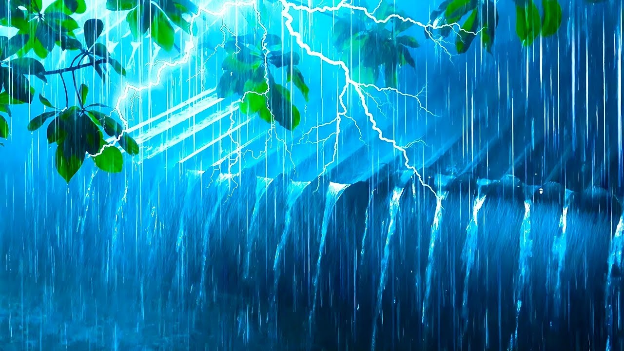 Fall Asleep Fast & Easy on a Rainy Night - Heavy Rain on a Tin Roof & Loud Thunder - White Noise