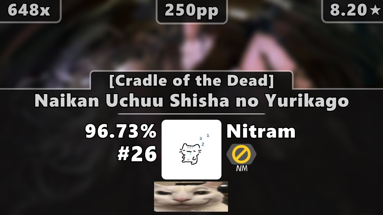 [Live] Nitram | Yousei Teikoku - Naikan Uchuu Shisha Yurikago [Cradle of the] 96.73% {#26 250pp 9❌}
