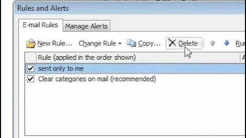How to delete an Outlook email rule