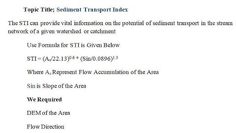 How To Find Sediment Transport Index in GIS/STI