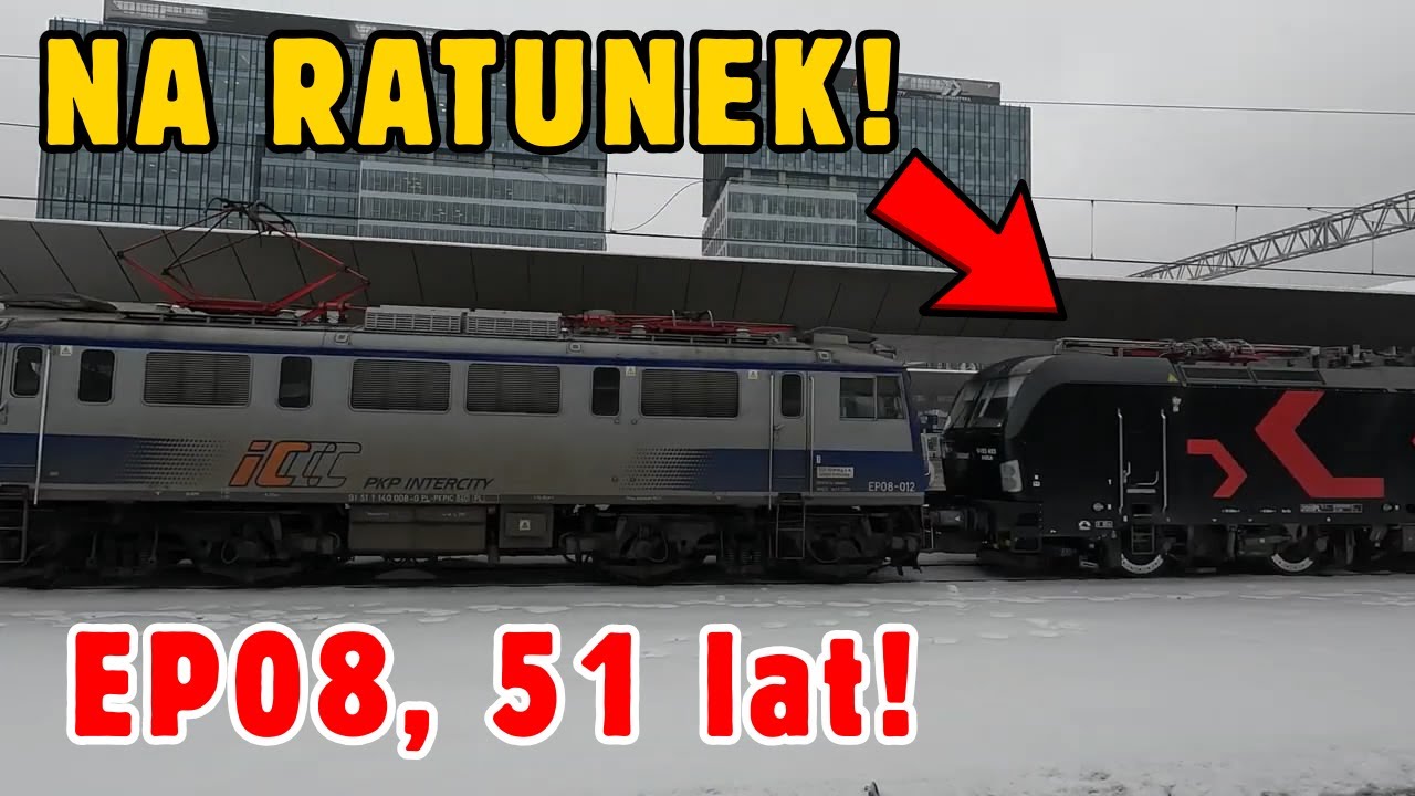Lokomotywa EP08 ratuje pociąg PKP Intercity! Warszawa Zachodnia pociągi