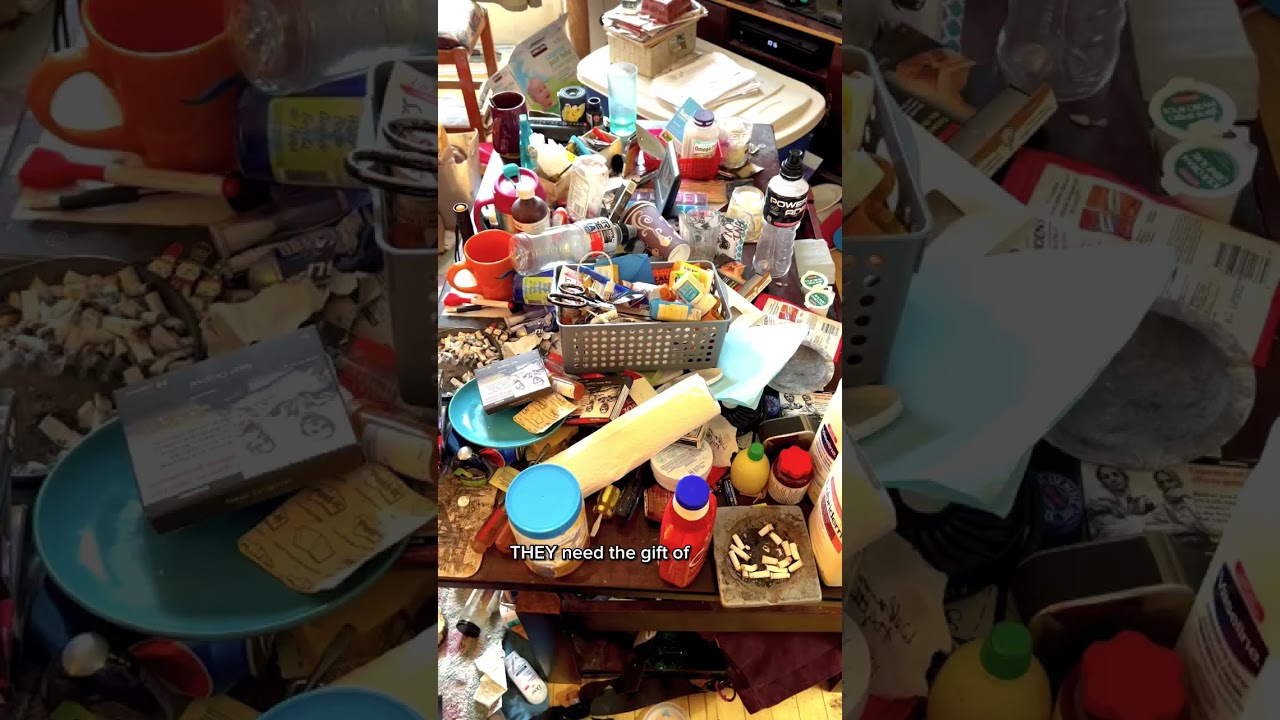 room full of cigarettes House FULL of cigarettes and garbage but she has asthma 😢 #cleaning  #deepcleaning