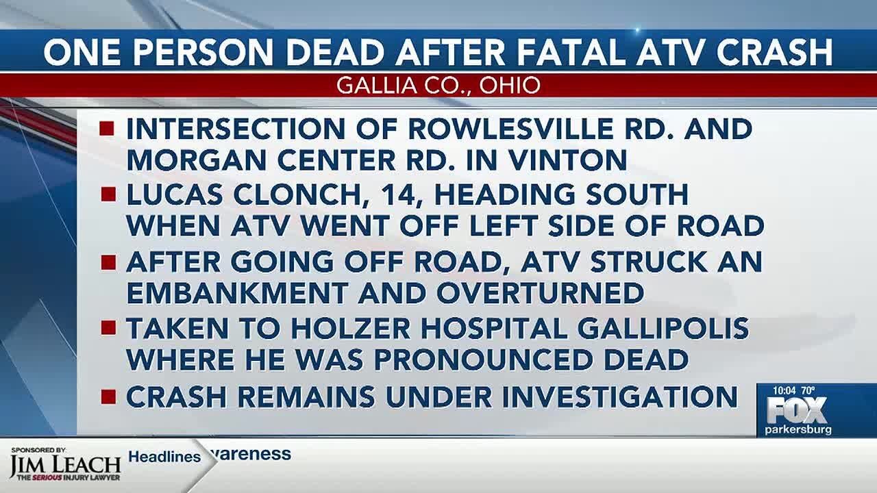 One person dead after fatal ATV crash in Gallia County - YouTube