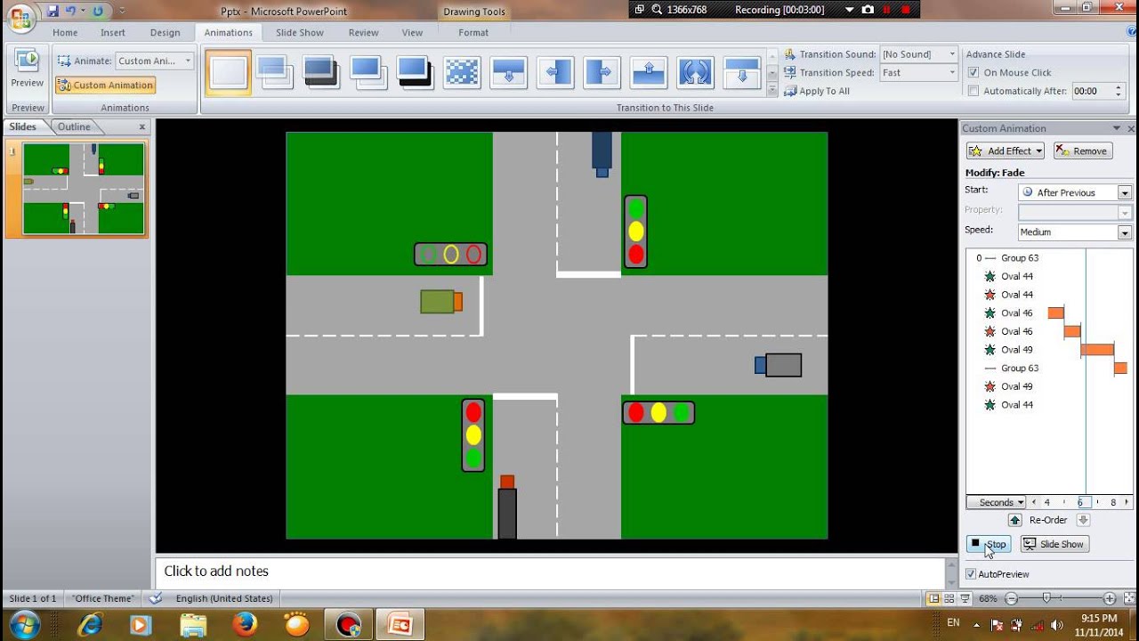 Cara Membuat Animasi  Lampu  Merah pada Ms Power Point 