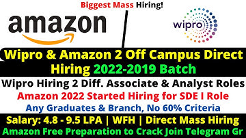 Wipro Official Started Hiring for 2 Diff. Associate & Analyst Role with 6.5LPA! Amazon Direct Hiring
