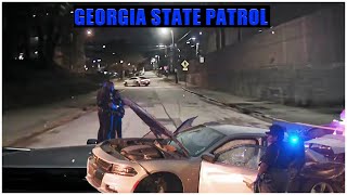 Dodge Charger RT outruns GSP, but could NOT outrun POLICE CHOPPER then hits Trooper HEAD ON!