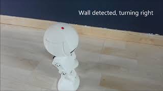 Walking biped robot and wall detection