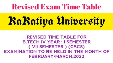 Exam Time Table | B.Tech 4th year 1st Semester | Kakatiya University