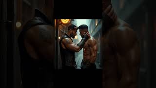 Two Men Kissing Through Time, #aiart #lgbt #bodybuilder