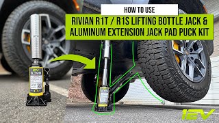 Team 1EV Bottle Jack Kit in action! Rivian R1T R1S / 6 Ton Lift & Heavy Duty Extension Jack Pad Puck