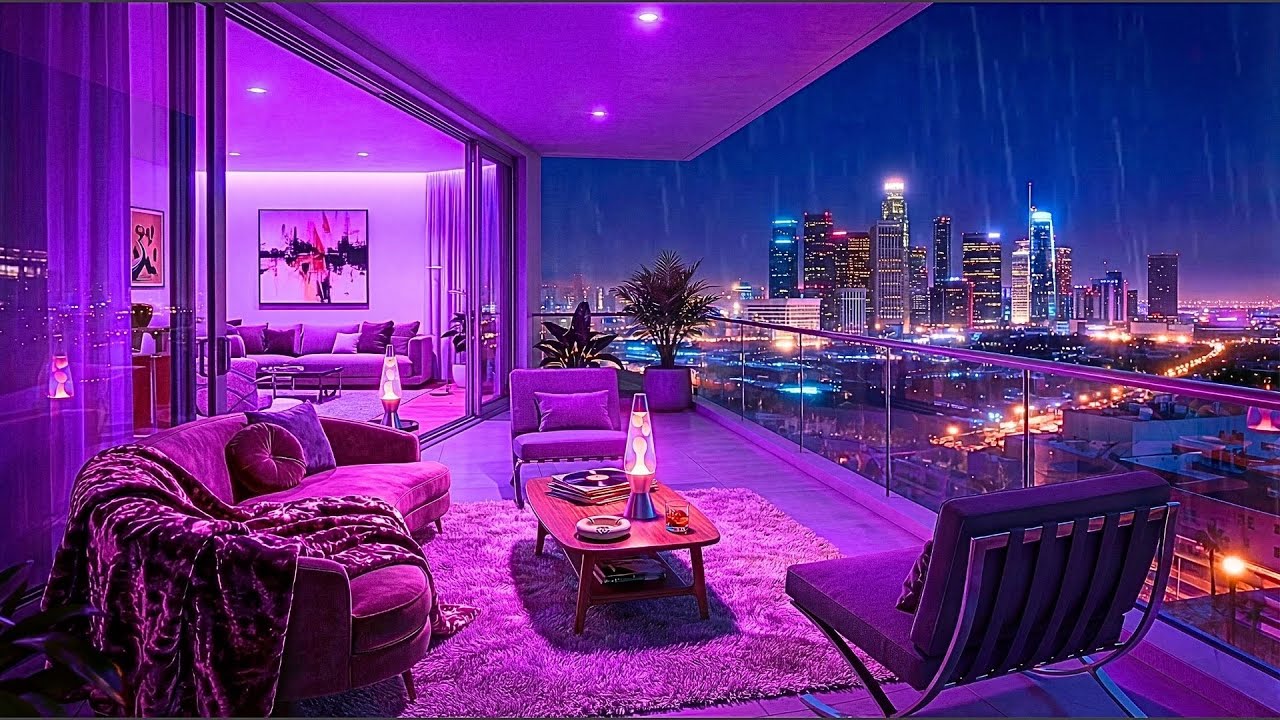 Retro Los Angeles Rain Ambience 🌧️🌆Chill Lofi Hip Hop Music for Deep Focus & Night Relaxation ✨