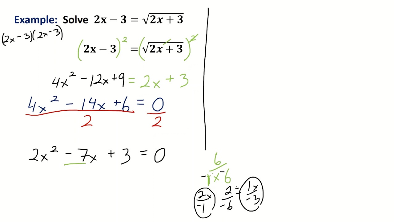 Solve Radical Equations with Extraneous Solutions Part 2