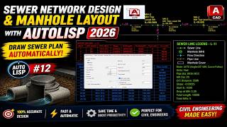 Sewer Network Design & Data Table Extraction using AutoLISP 2026