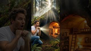“This Tree Was Hiding a SECRET House… 😳🌲” #asmr #shorts #logcabin #modernliving #lovewood #woodlife