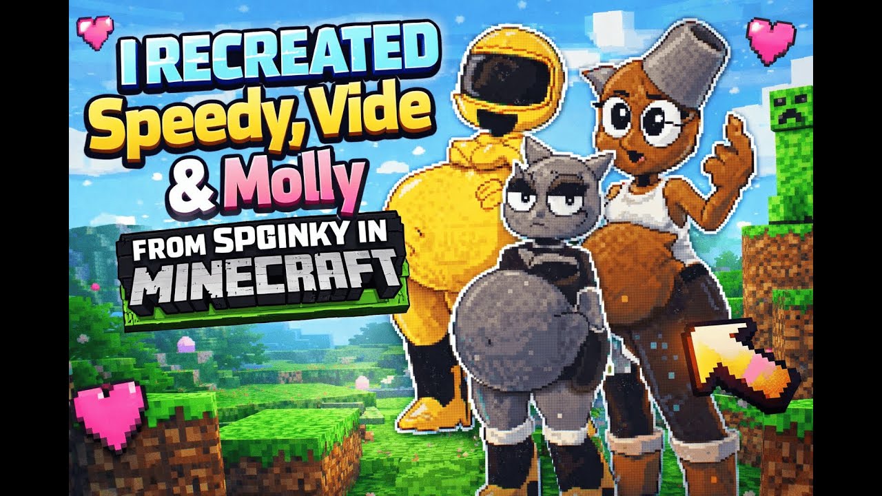 🧸🎮 I Recreated Speedy, Vide & Molly from Sprunky in Minecraft 💕 | Sprunki Minecraft Pixel Art