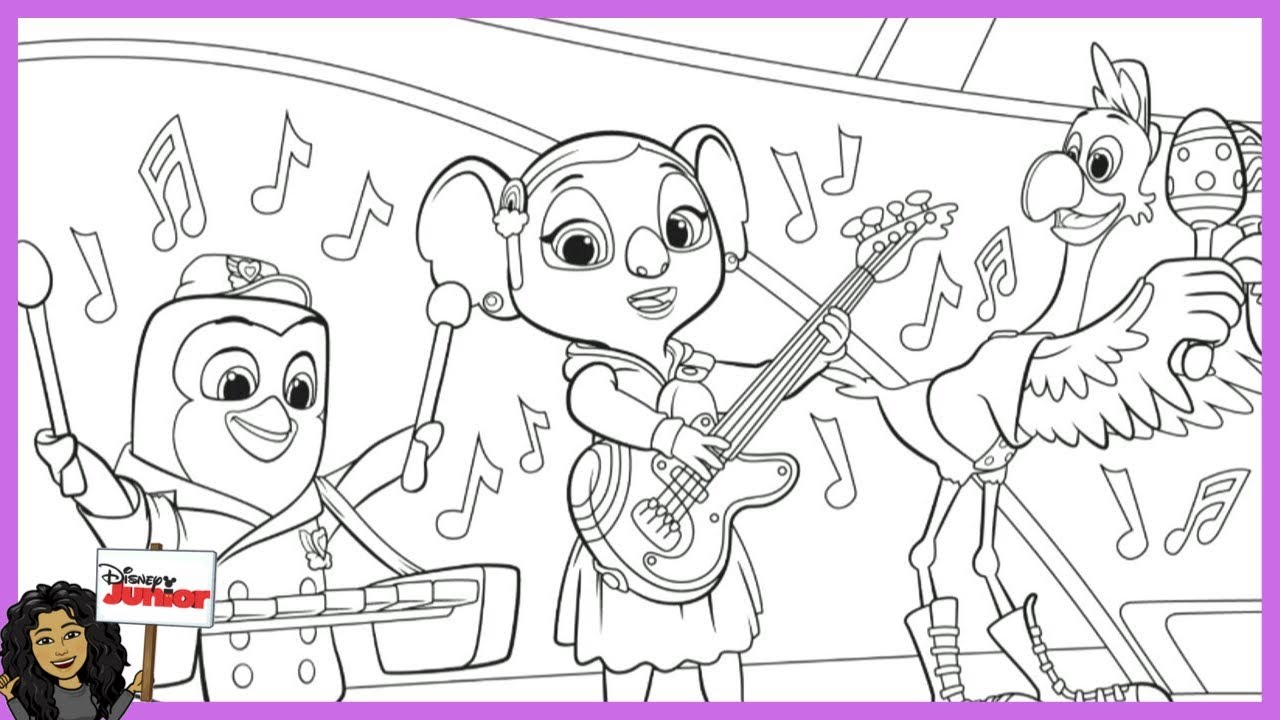 Coloring TOTS Pip, KC Koala and Freddy Disney Junior TOTS Disney