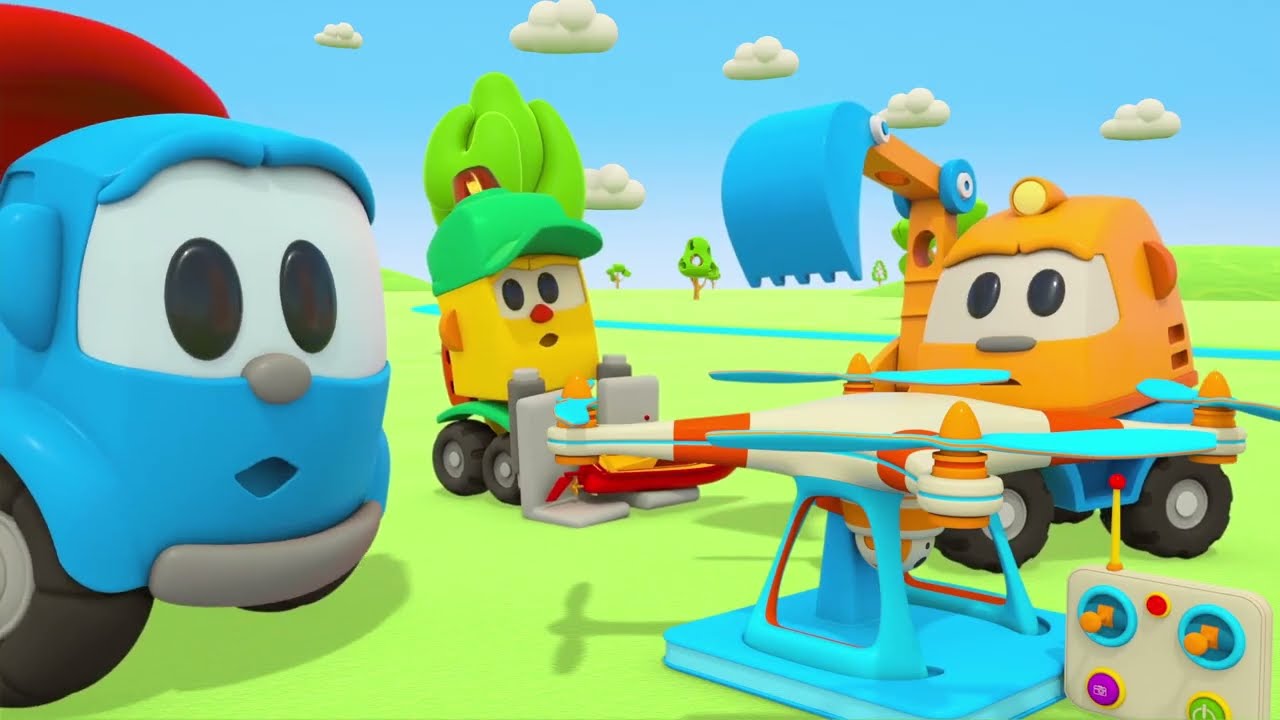 Vägunderhållsfordon för barn | Lastbilen Leo bygger och förbereder flyg