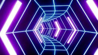 Retro Cyber Neon Grid Curved Tunnel