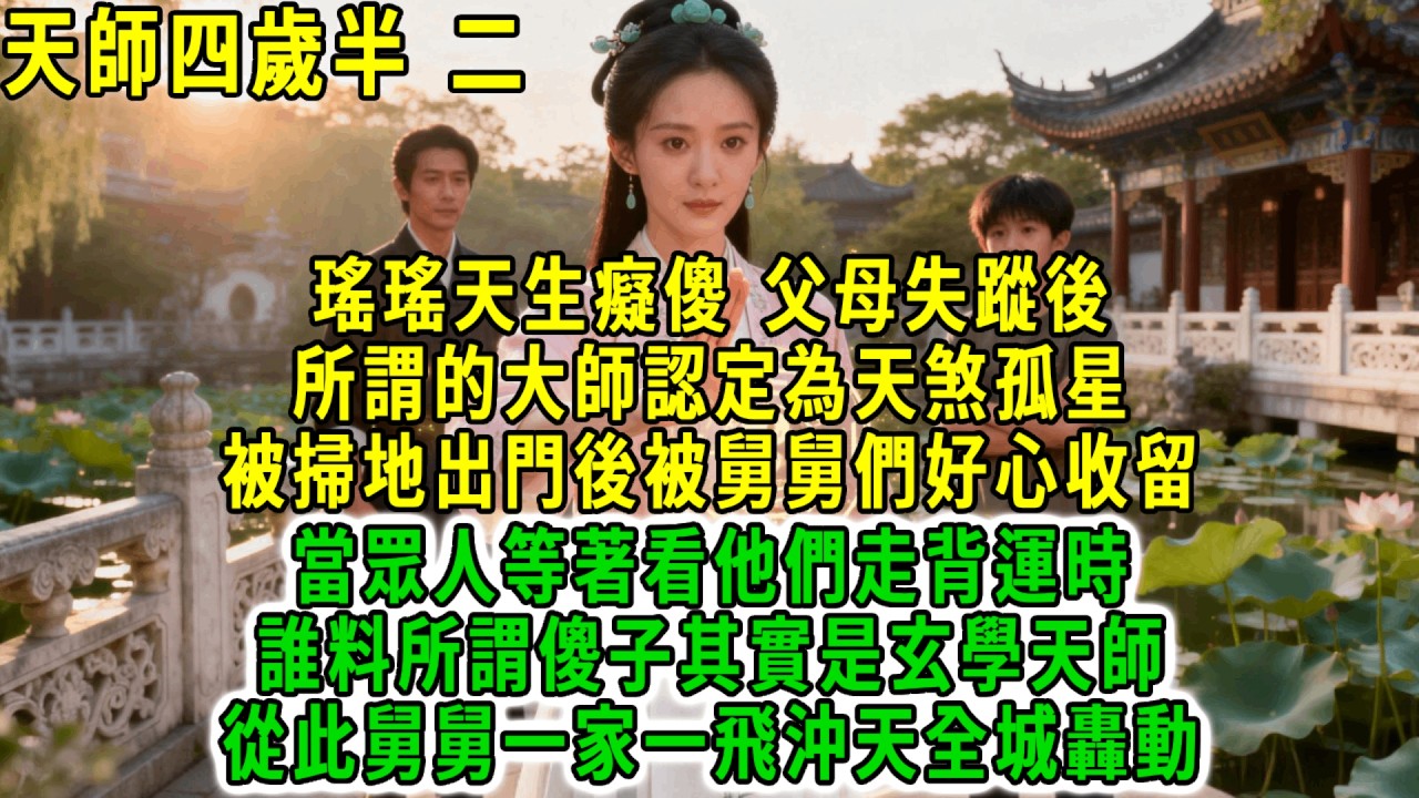 天師四歲半(二)瑤瑤天生癡傻，父母失蹤後，所謂的大師認定為天煞孤星，被掃地出門後被舅舅們好心收留，當眾人等著看他們走背運時誰料所謂傻子其實是玄學天師，從此舅舅一家一飛沖天全城轟動！#荷上清風 #爽文