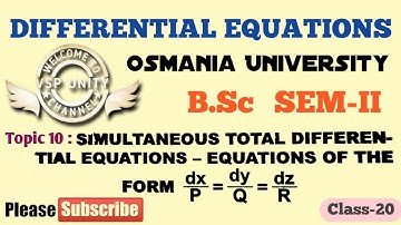 #Simultaneous Total Differential Equations//Differential Equations//SEM-II