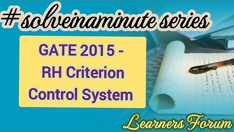 RH Criteria | GATE Question | Control System | #solveinaminute