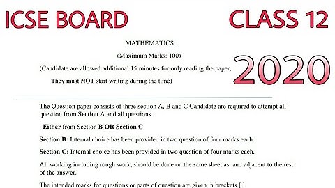 ICSE Maths Question Paper class 12 2020 | ICSE BOARD | #icse #board #QuestionPaper #2020 #Class12