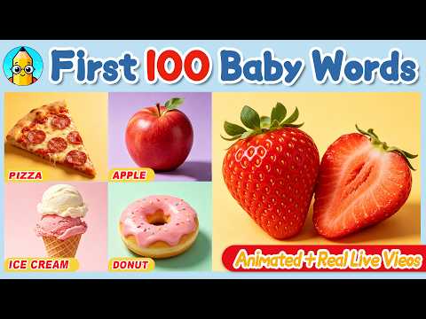 My First 100 Words for Babies 🍎 Learn Food Names for Toddlers - Learn To Talk - Preschool Learning