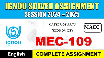 MEC 109 Solved Assignment 2025 || mec-109 solved assignment in English || Jan 2025 to Dec 2025