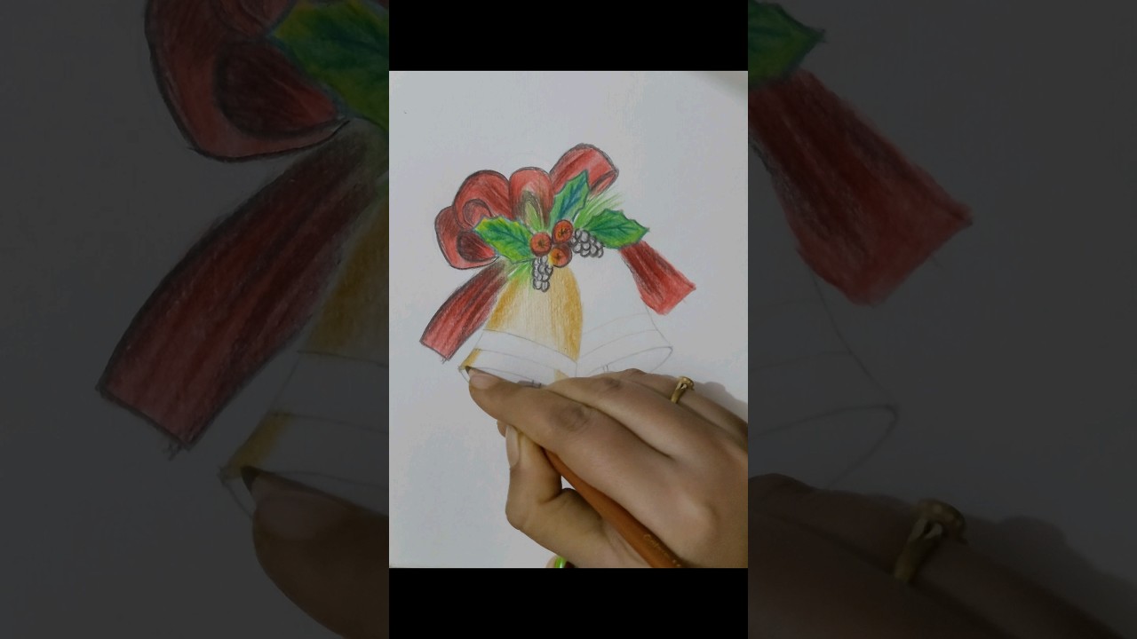 Christmas bell drawing with colour|how to draw Christmas bell