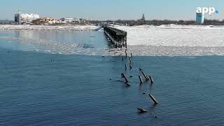 Floating ice in Raritan Bay rips away part of Keansburg fishing pier