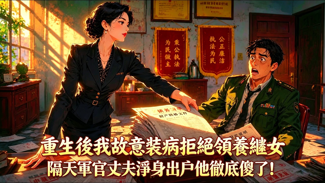 重生後我故意裝病拒絕領養繼女，前世軍官丈夫和寡婦生下女兒，偽造不孕不育讓我領養孩子，直到他車禍發現他背著我轉移遺產留給我千萬債務，隔天財產清算淨身出戶他徹底傻了！#小說 #重生 #爽文#動漫 #故事