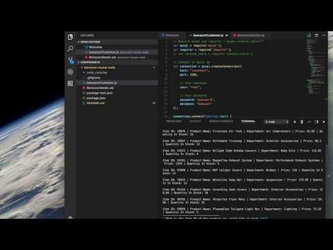 Demo video BAMAZON MySQL Node CLI App