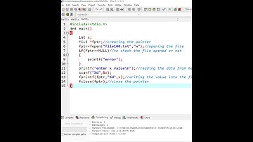 C program to read an integer  and store them in a file.