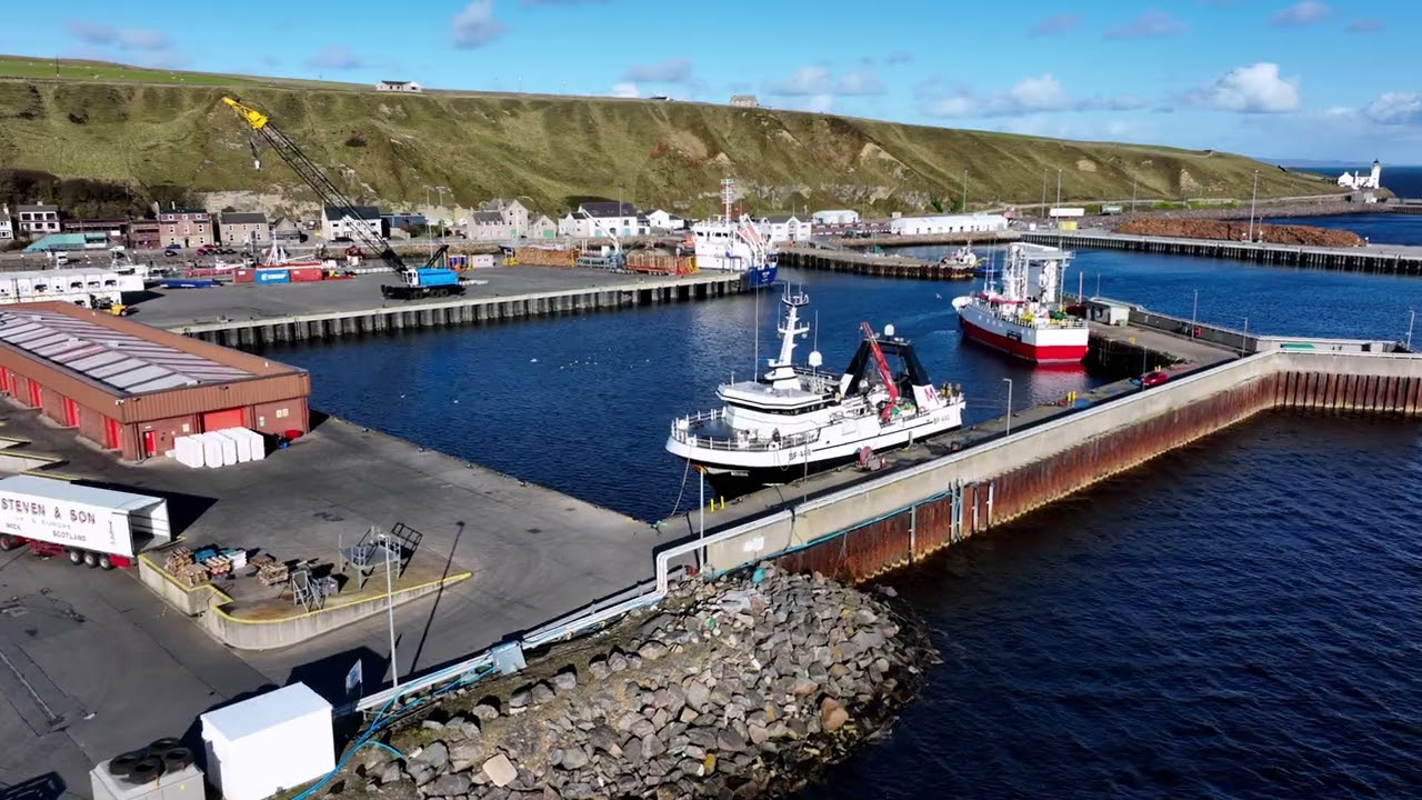 Scrabster Harbour Thurso KW14 7UJ drone aerial video clip 1463