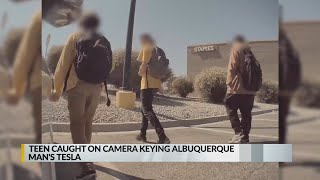 Teen caught on camera keying Albuquerque man’s Tesla