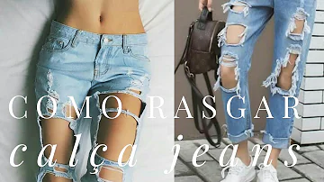 Como rasgar calça de sarja preta?