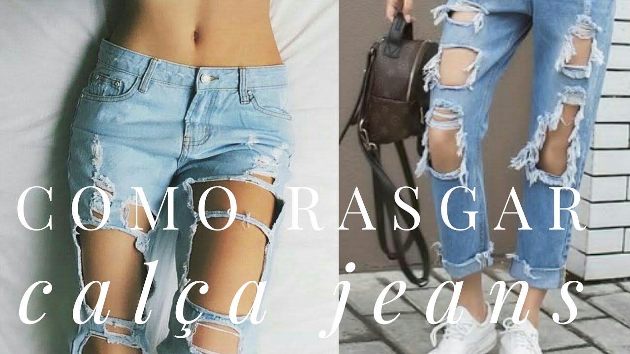 calça jeans rasgada na coxa