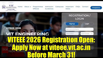 VITEEE 2026 Registration Open: Apply Now at viteee.vit.ac.in Before March 31!