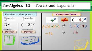 How to Evaluate Evaluate the Power or Exponent, Pre-Algebra.