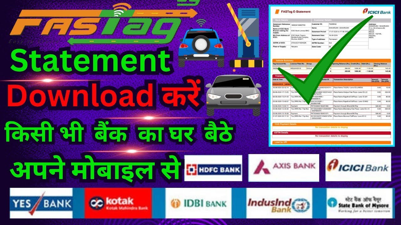 Fastag Statement Examples फास्टैग स्टेटमेंट डाउनलोड कैसे करें | Kisi Bhi Bank Ka Fastag Statement ...
