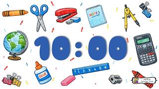 10 Minute Timer with Music 🎵✏️ | School Supplies Classroom Timer 🎵✏️