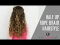 Half Up Rope Braid on Curly Hair