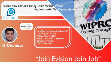 Congrats ,B Diwakar| Mechanical Engineer |Vizag| Salary 2.64 LPA |Joined as System Engineer in WIPRO