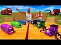 Tiny colorful choo choo charles train vs tiny colorful eater monster in indian bike driving 3d