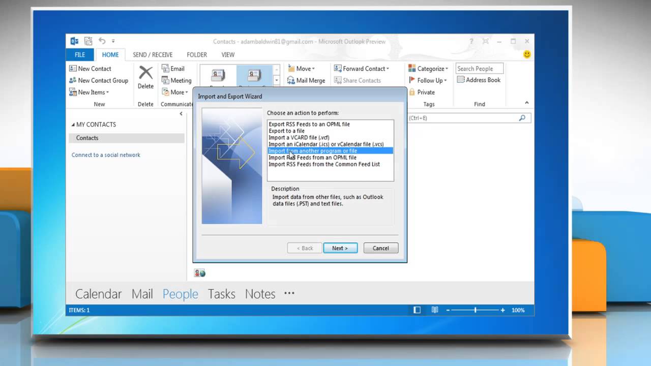 import contacts to outlook 2013 from word table