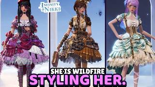 styling #16 fantasy outfits in Infinity Nikki using only SHE IS WILDFIRE dress