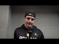 Wolanin speaks with the media following a win over Bridgeport on Friday